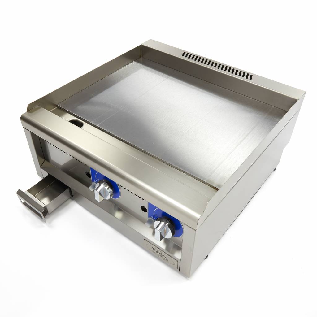 Gril de qualité commerciale - lisse - unité double - profondeur 60 cm - gaz