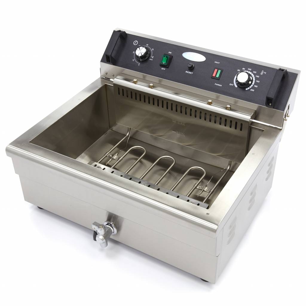 Friteuse Maxima de 20 L avec panier et robinet de vidange, appareil de cuisson pour fritures professionnelles ou domestiques