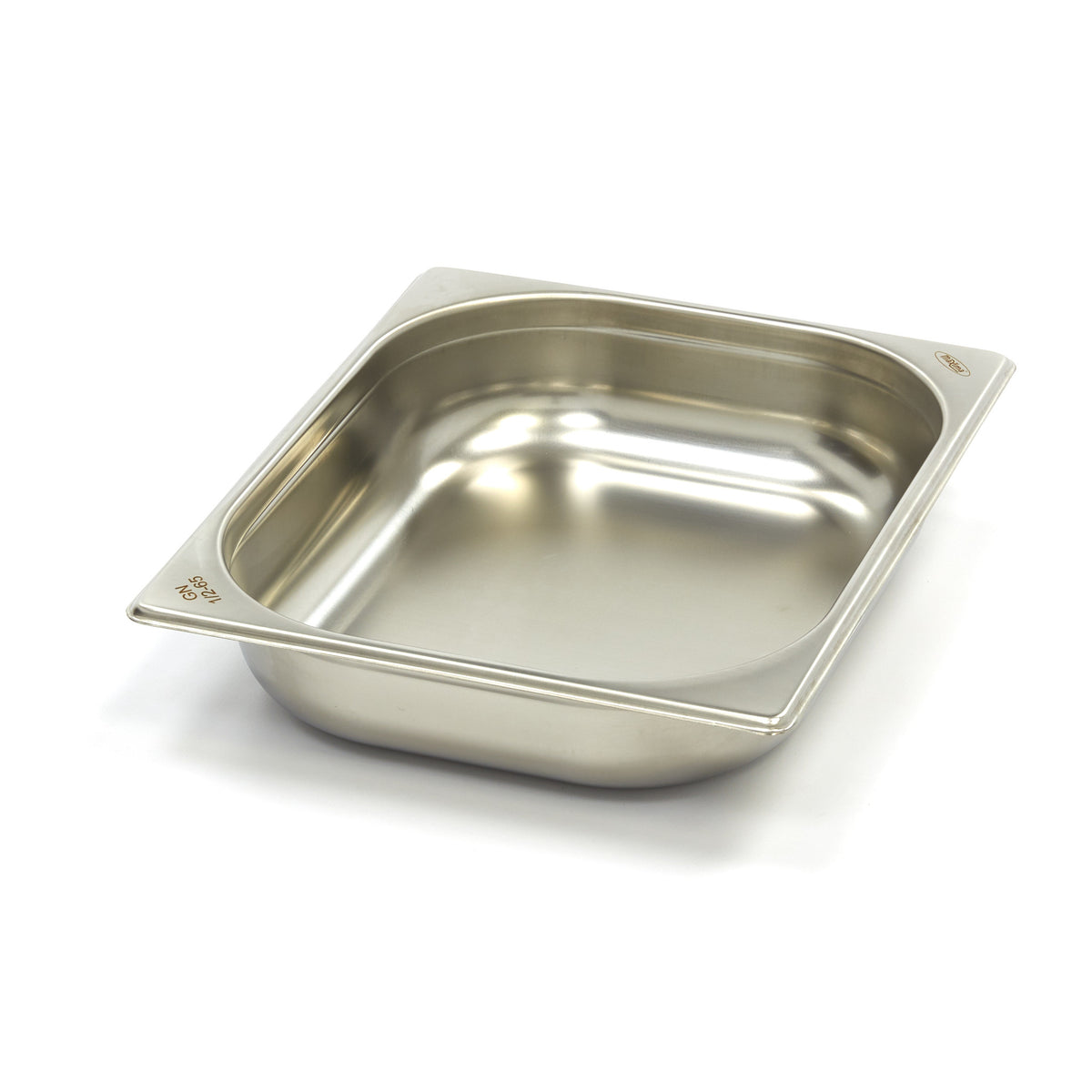 Récipient gastronorm 1/2 GN en acier inoxydable, profondeur 6,5 cm, idéal pour la restauration professionnelle.