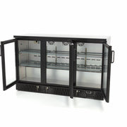 Réfrigérateur à boissons Maxima 3 portes avec 6 étagères réglables, intérieur visible, pour refroidir boissons efficacement.