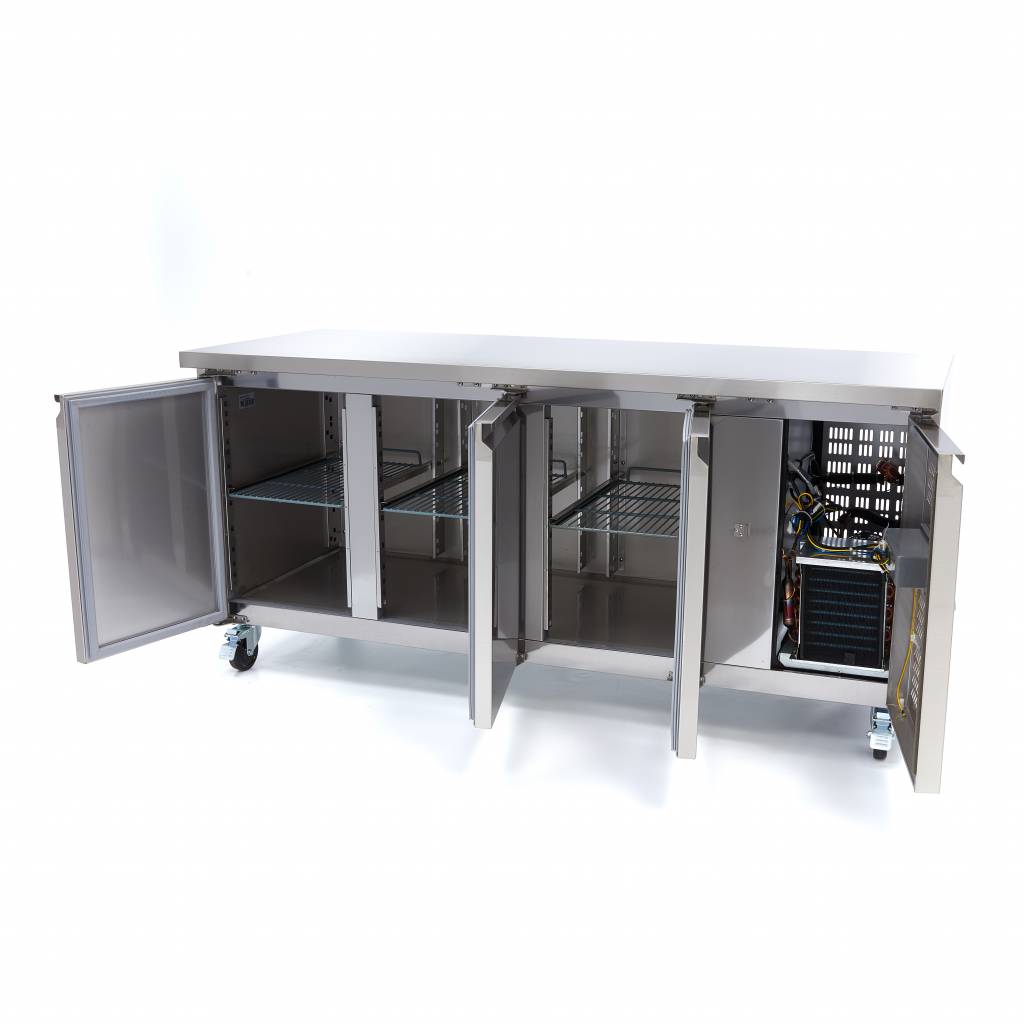 Congélateur de comptoir Maxima, table réfrigérée négative de 180 cm avec 3 portes, idéal pour la conservation froide.