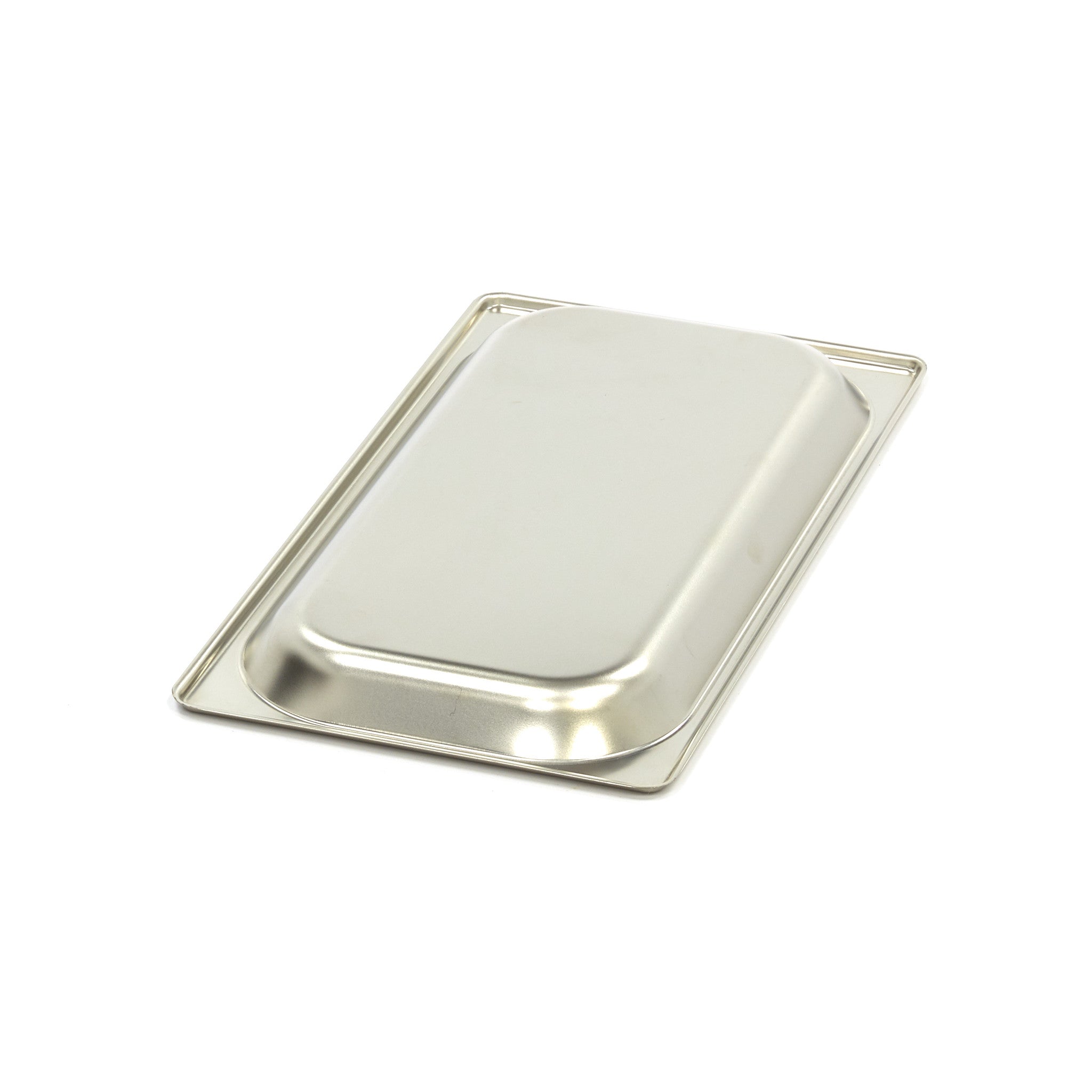 Récipient gastronorm 1/3 GN en acier inoxydable, profondeur 2 cm, pour préparation et stockage alimentaire.