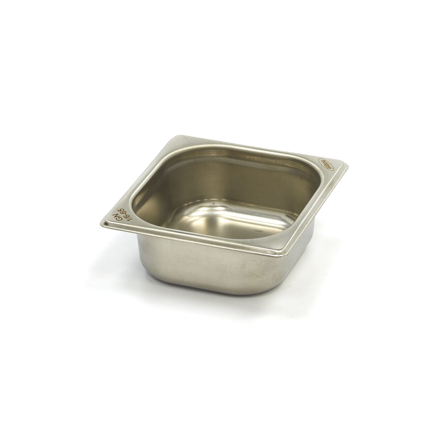 Récipient gastronorme Maxima 1/6 GN en acier inoxydable, profondeur 6,5 cm, pour la cuisine professionnelle.