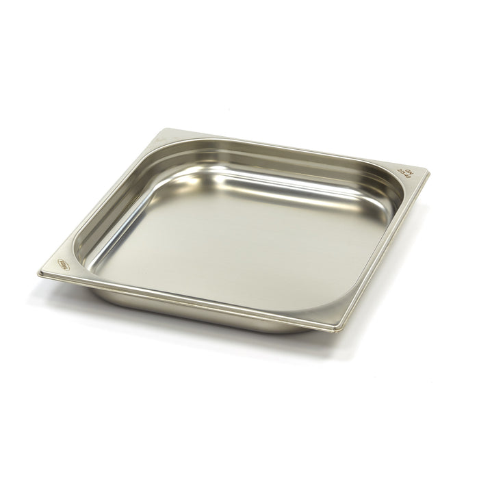 Récipient gastronorm 2/3 GN en acier inoxydable, profondeur 4 cm, bac gastronorme Maxima pour cuisine professionnelle.