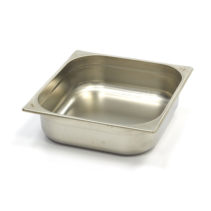 Bac gastronorme 2/3 GN en acier inoxydable, profondeur 10 cm, de la marque Maxima, utilisé pour la préparation en cuisine professionnelle.