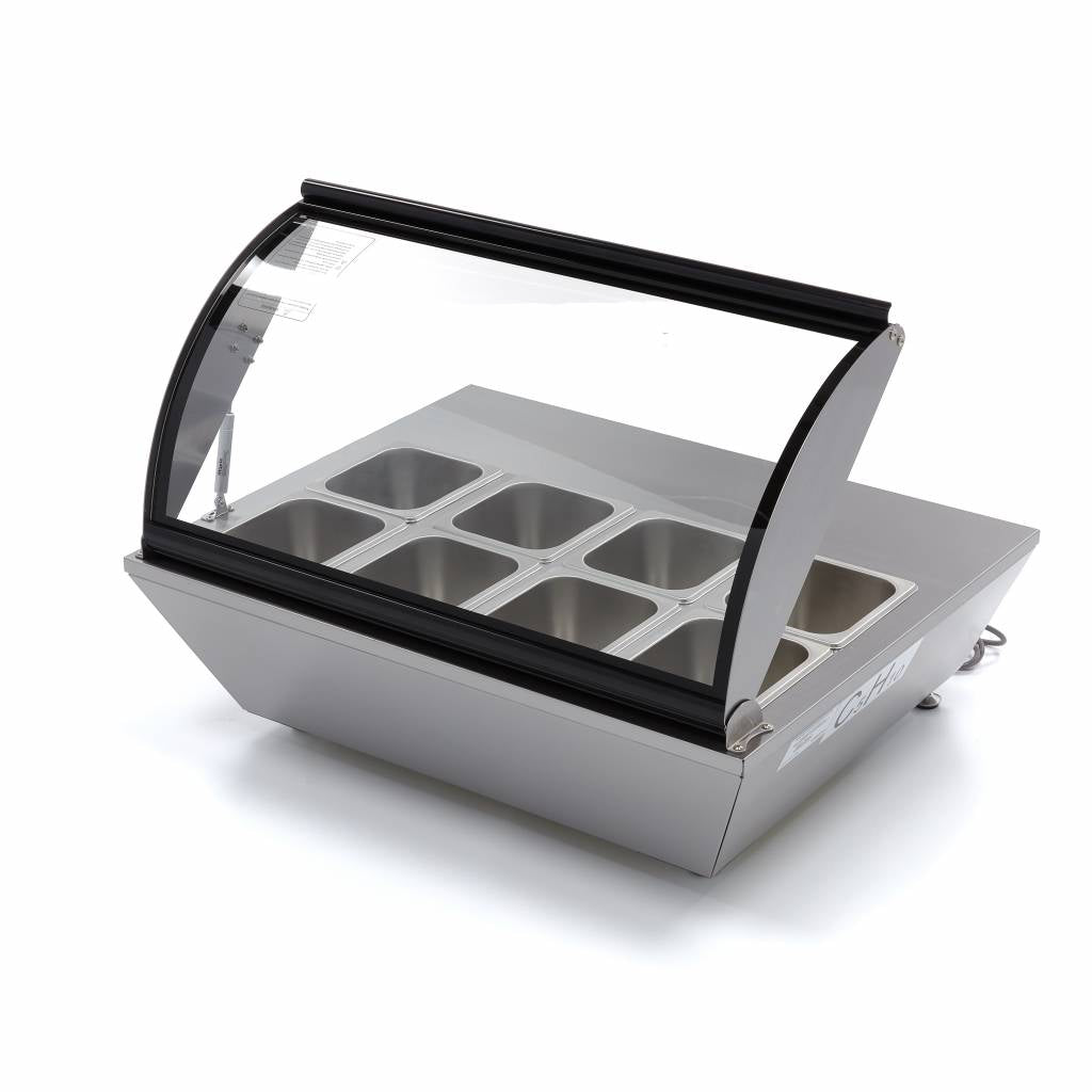 Saladette Maxima de 67L avec 8 compartiments 1/6 GN, modèle de table pour préparation de salades en cuisine professionnelle.