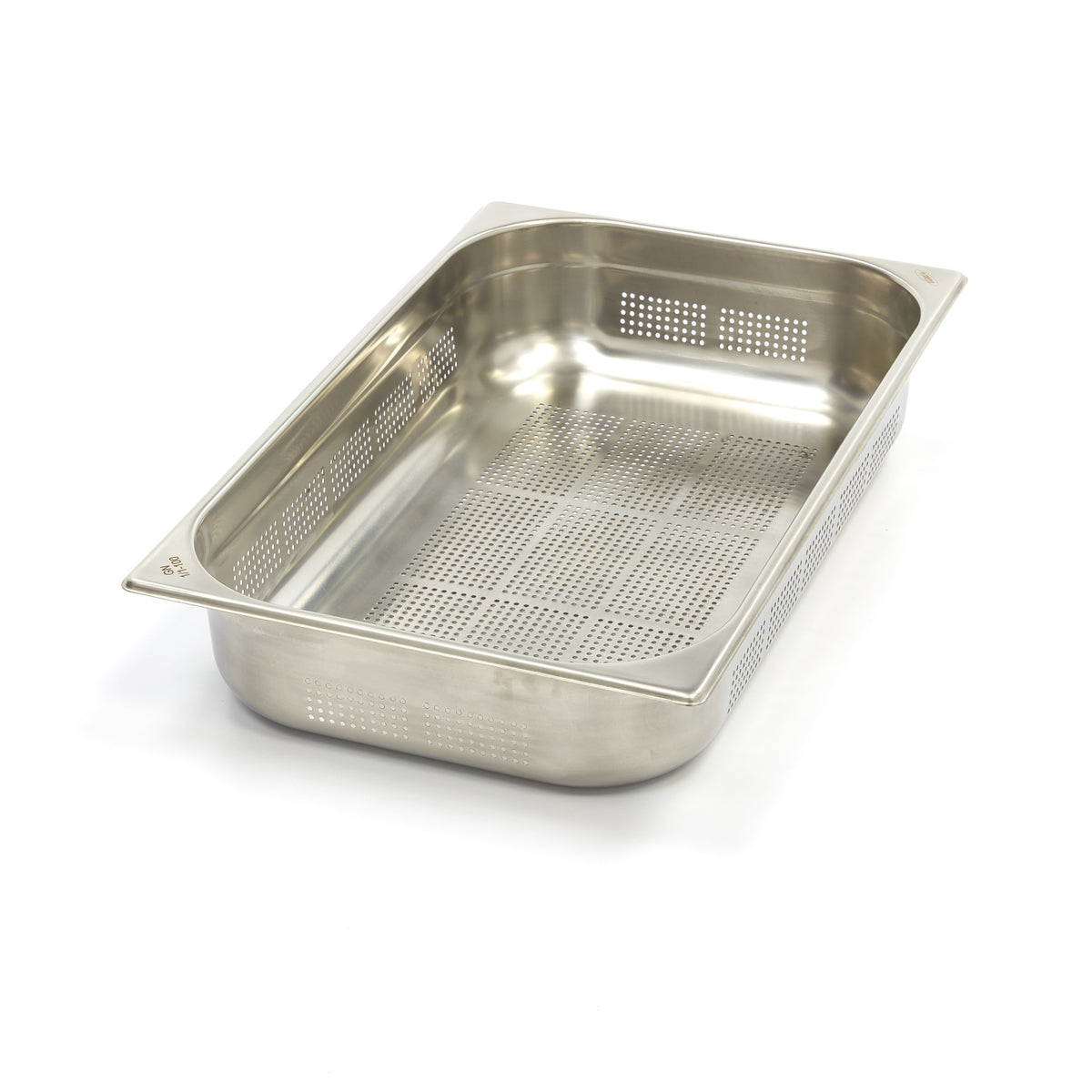 Récipient gastronorm 1/1 GN en acier inoxydable perforé, profondeur 10 cm, pour cuisine professionnelle Maxima.