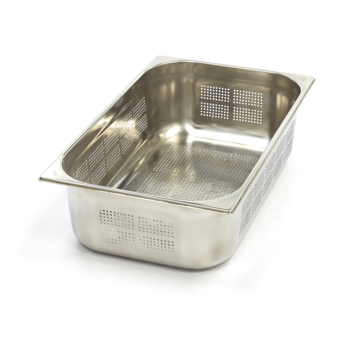 Récipient gastronorm 1/1 GN en acier inoxydable perforé, profondeur 15 cm, conçu pour la cuisine professionnelle Maxima.