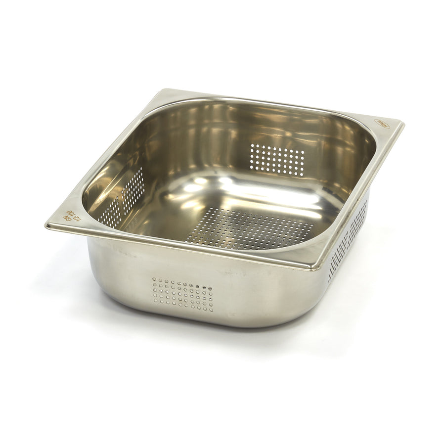 Récipient gastronorm 1/2 GN en acier inoxydable perforé, profondeur 10 cm, de marque Maxima, pour la cuisine professionnelle.