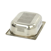 Récipent gastronorme 1/2 GN en acier inoxydable perforé, profondeur 10 cm, conçu par Maxima pour la cuisine professionnelle.