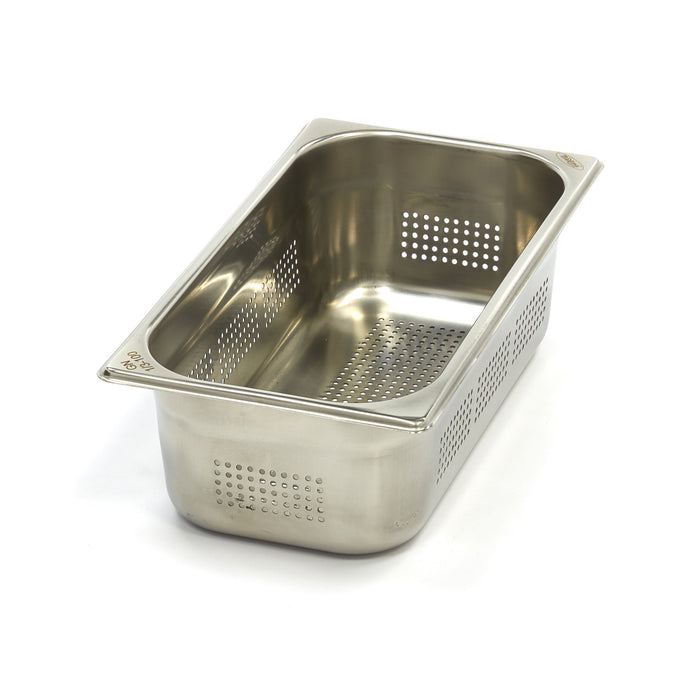 Récipient gastronorm 1/3 GN en acier inoxydable perforé, profondeur 10 cm, bac gastronorme Maxima pour cuisine professionnelle