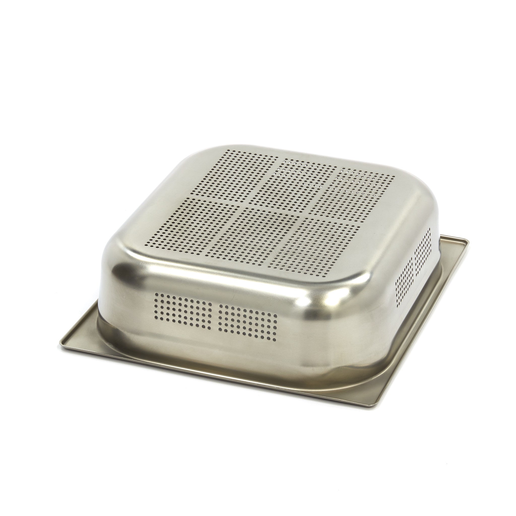 Récipient gastronorme 2/3 GN en acier inoxydable perforé, profondeur 10 cm, fabriqué par Maxima.