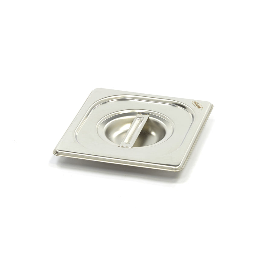 Couvercle gastronorm 1/6 GN en acier inoxydable, compatible avec bacs gastronorm Maxima, pour la cuisine professionnelle.