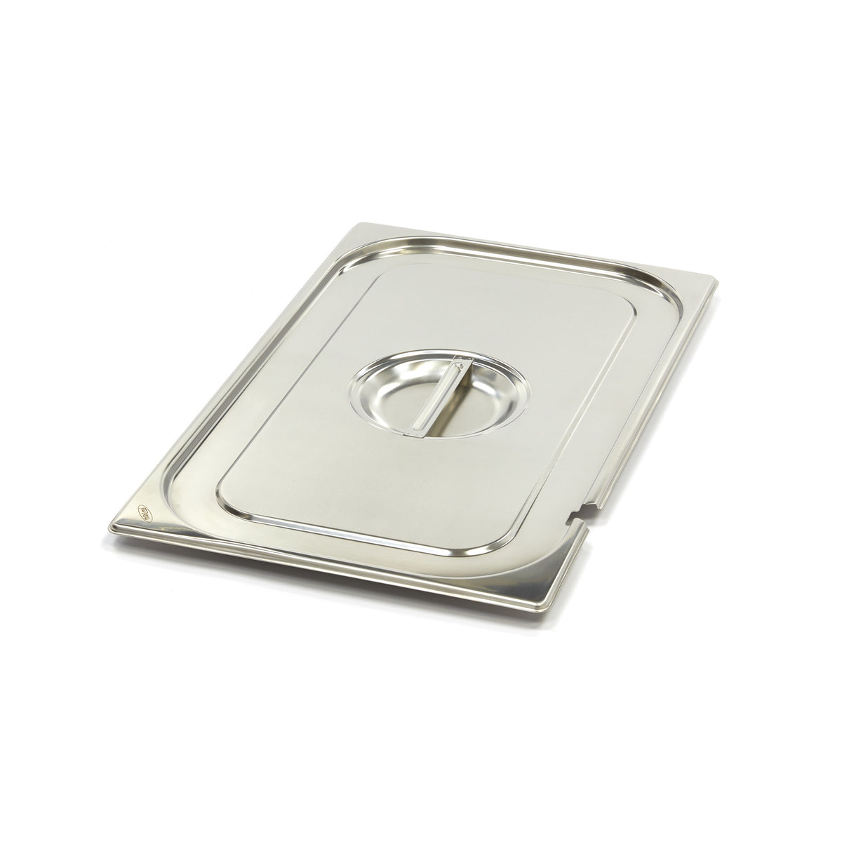 Couvercle gastronorm 1/1 GN en acier inoxydable avec ouverture pour cuillère, compatible avec bacs gastronorm Maxima.