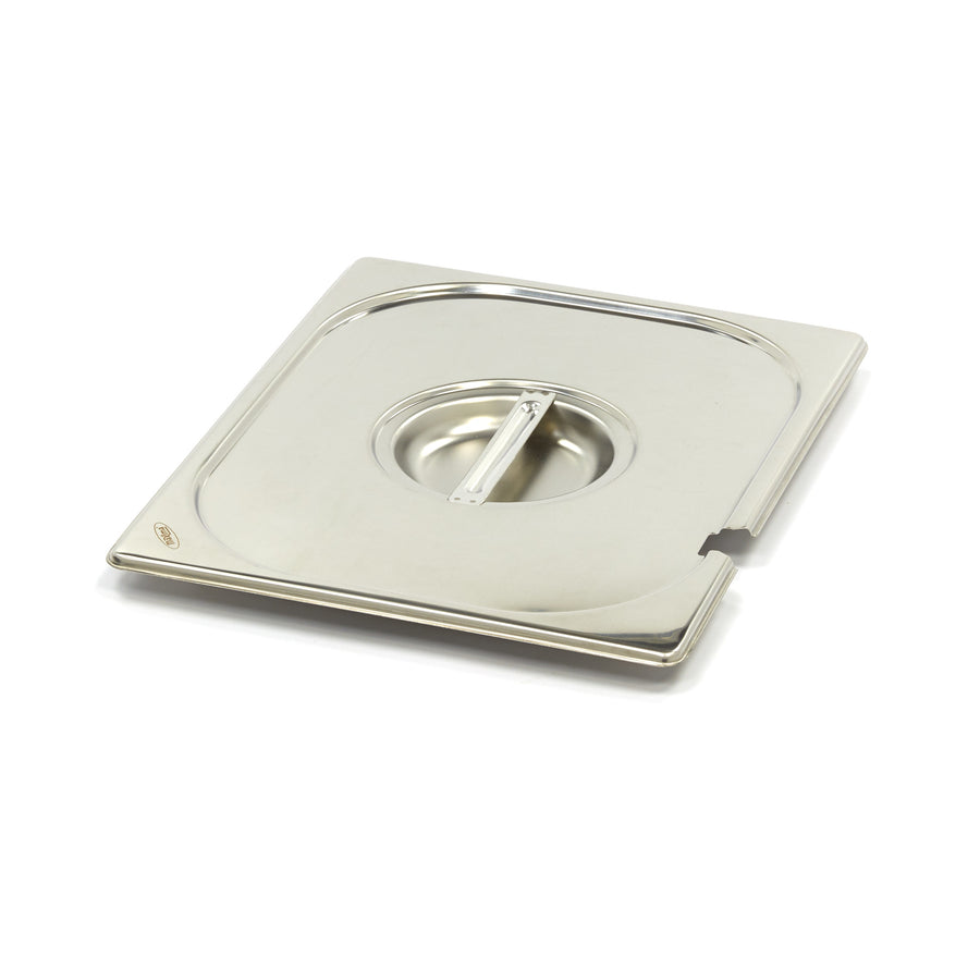 Couvercle gastronorm 1/2 GN en acier inoxydable avec ouverture pour cuillère, compatible bac gastronorme Maxima.