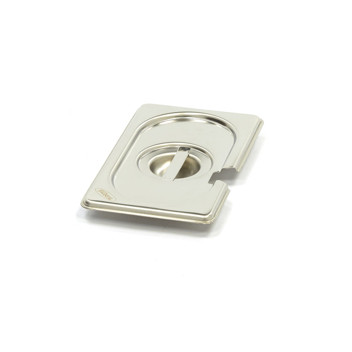 Couvercle gastronorm 1/9 GN en acier inoxydable avec ouverture pour cuillère, compatible bac gastronorme Maxima.