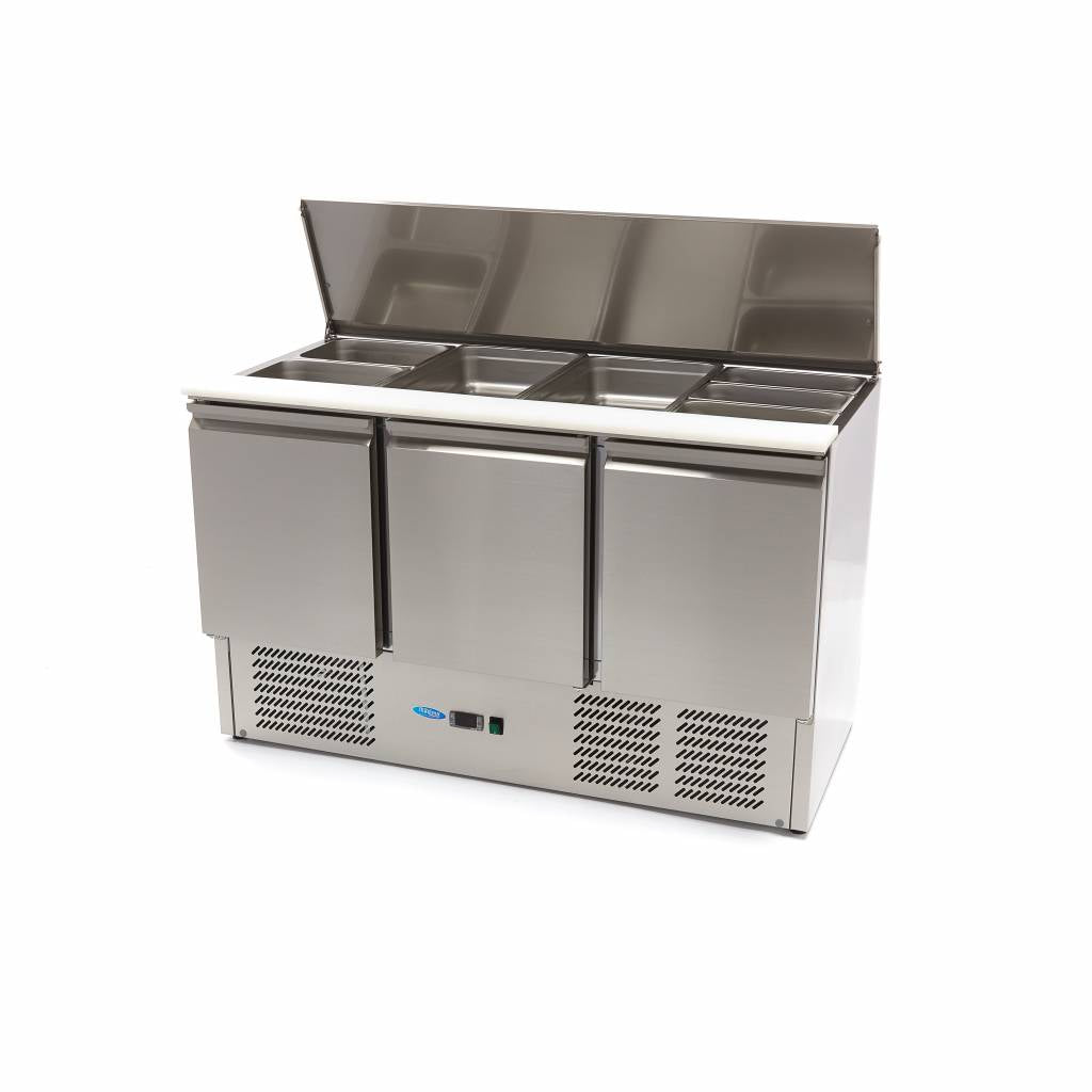 Saladette - 400 L - 137 cm - 3 portes - incl planche à découper