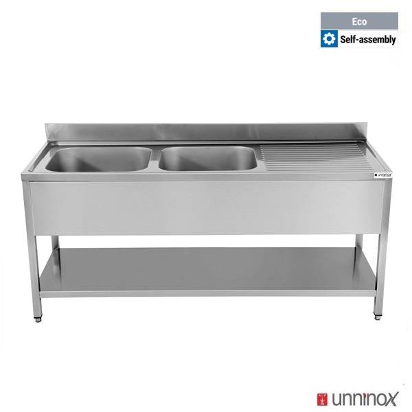 2000x700xH850mm 2 BACs gauche - Unninox