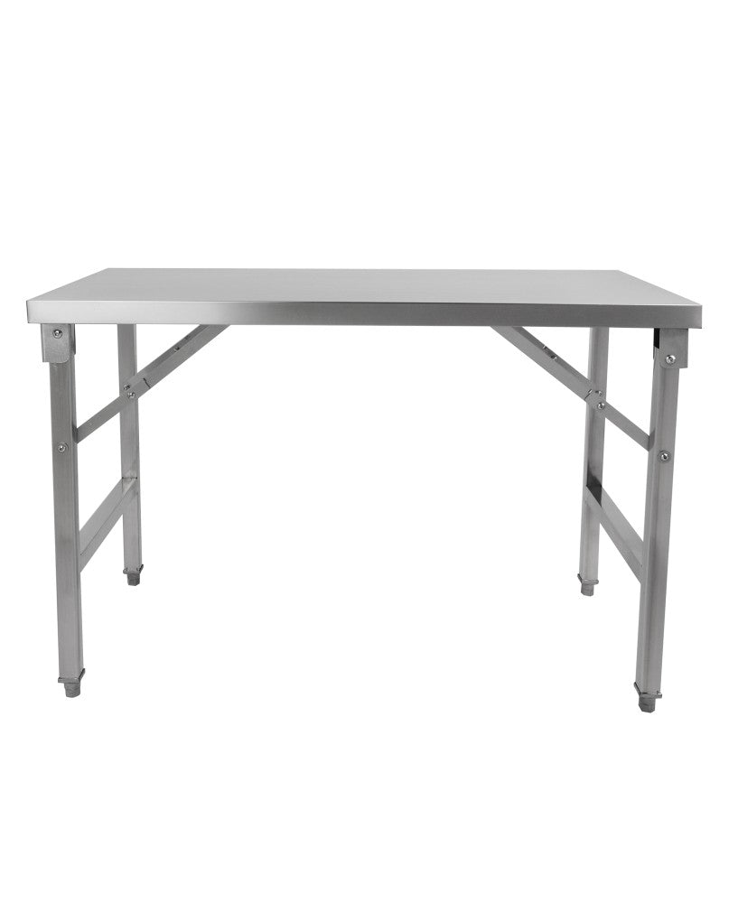 Table en inox pliable de 1200 mm de longueur, 600 mm de profondeur et 850 mm de hauteur, de la marque Cuistance.