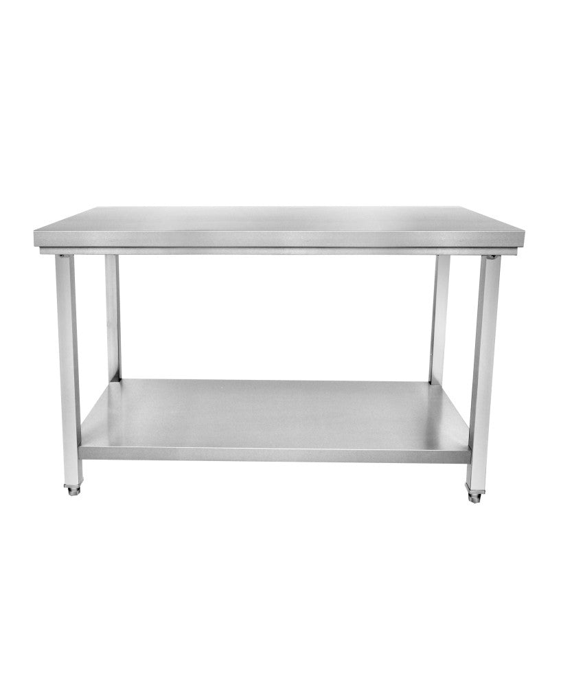 Table en inox neutre Cuistance, dimensions L 1600 × P 600 × H 850 mm, surface en acier inoxydable robuste et lisse.