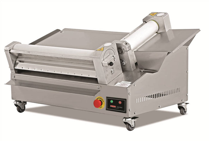 Laminoir à pâte à pizza professionnel SGS Gastro avec deux rouleaux, pour pâte de diamètre jusqu'à 55 cm.