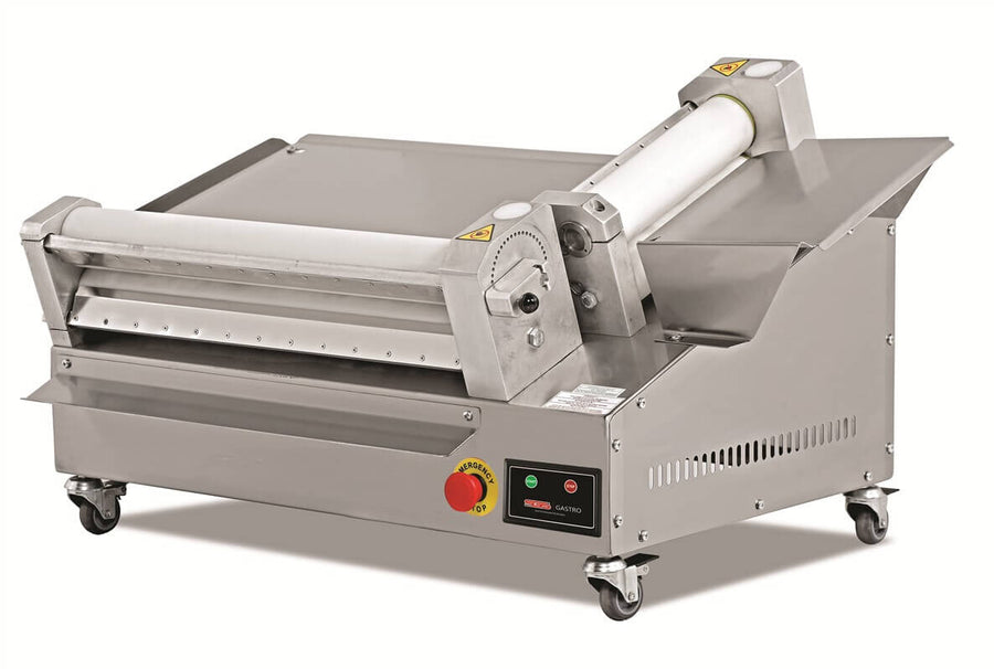 Laminoir à pâte à pizza professionnel SGS Gastro avec deux rouleaux, pour pâte de diamètre jusqu'à 55 cm.