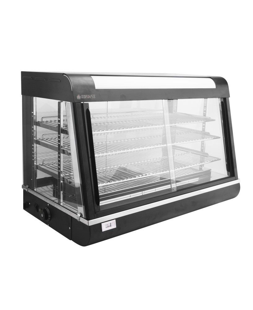 Vitrine chauffante Cuistance pour snacking, dimensions 900x480x590 mm, contenant des plats chauds et des snacks.