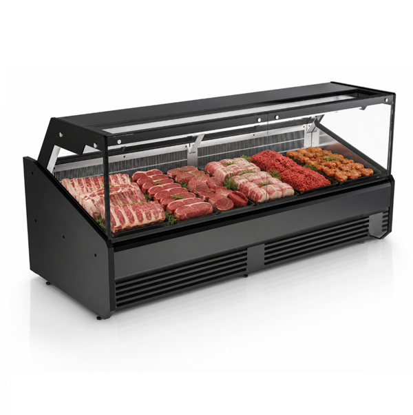 Vitrine réfrigérée statique professionnelle pour viande fraîche - 382x115xH122 - Unninox