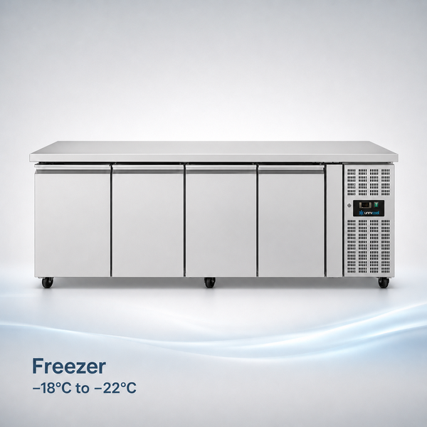 FREEZER Comptoir – 4 portes – SANS DOSSERET 223x70x85cm - Unninox