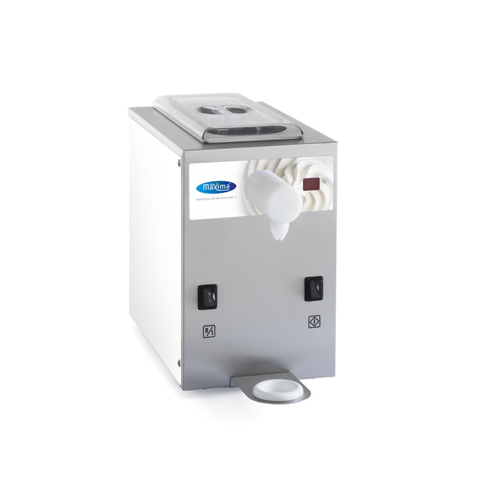 Machine à chantilly Maxima de 5 L avec dispositif de fouettage pour crème fraîche, capacité de 100 L/h, en inox.